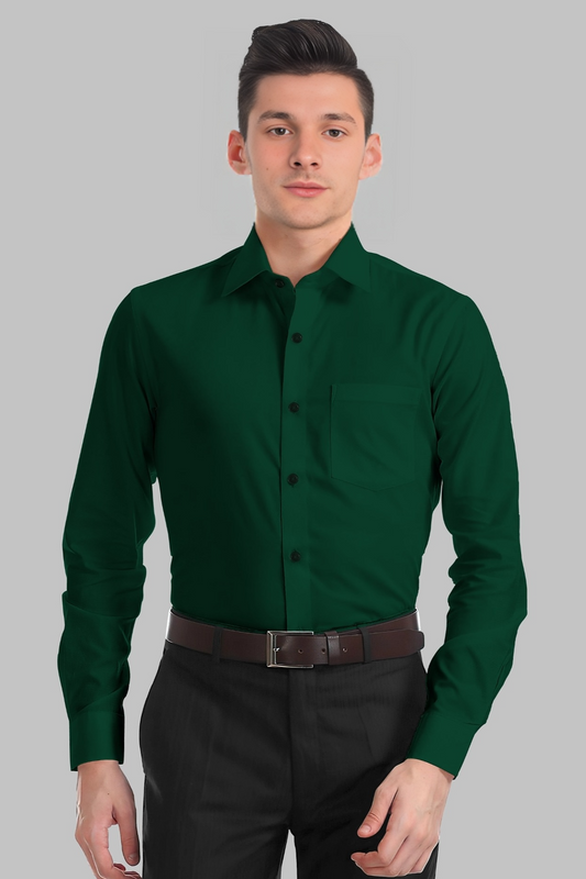 FOREST GREEN - Premium Italian Twill Cotton Shirt